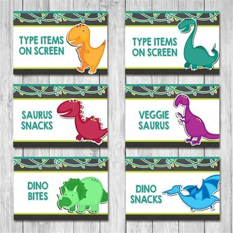 Free Printable Dinosaur Food Signs